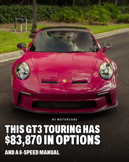 GT3 Touring carousel, slide one: this GT3 Touring has $83,870 in options