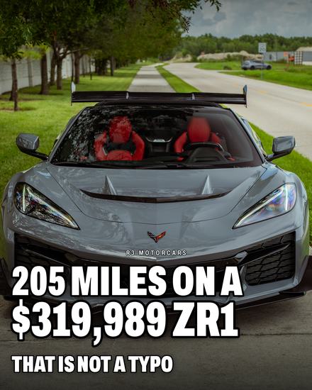 Corvette ZR1 carousel, slide one: 205 miles on a $319,989 ZR1